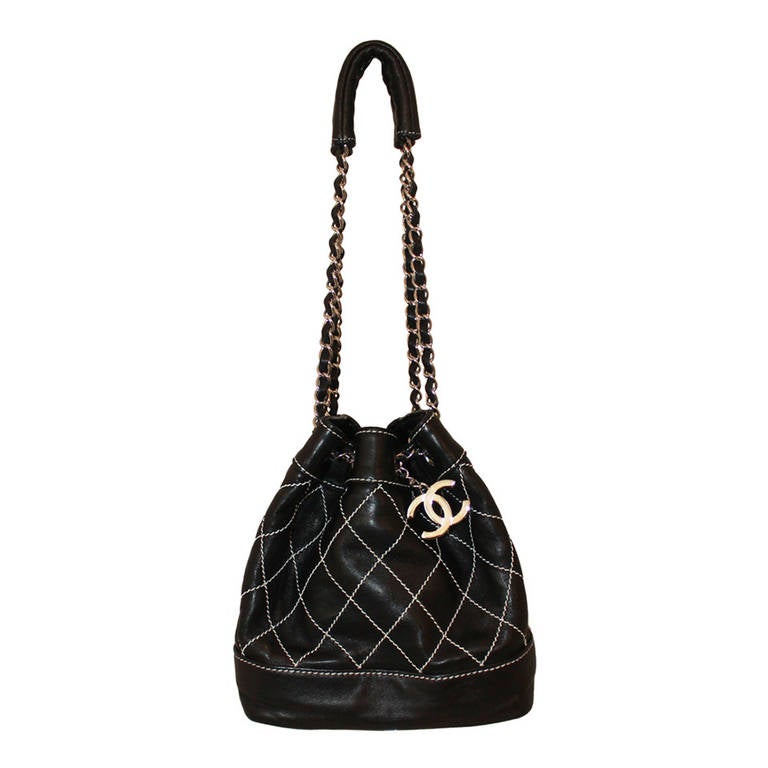 Chanel Black Lambskin Small Bucket Handbag - circa 2007