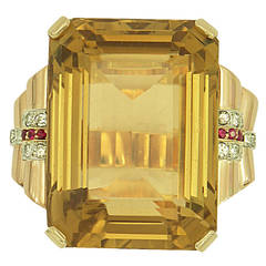 Large Scale Vintage Period Citrine Ring