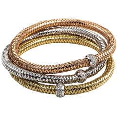 Roberto Coin Primavera Diamond Tri-Gold Flexible Bracelet Set