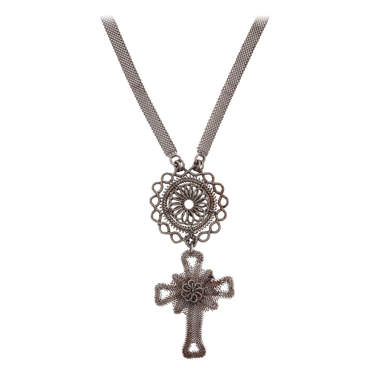 Antique Georgian Silesian Wirework Cross c .1800