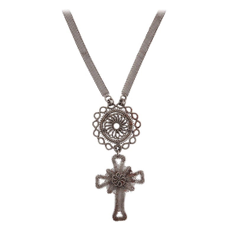 Antique GeorgianSilesian Wirework Cross c .1800 For Sale