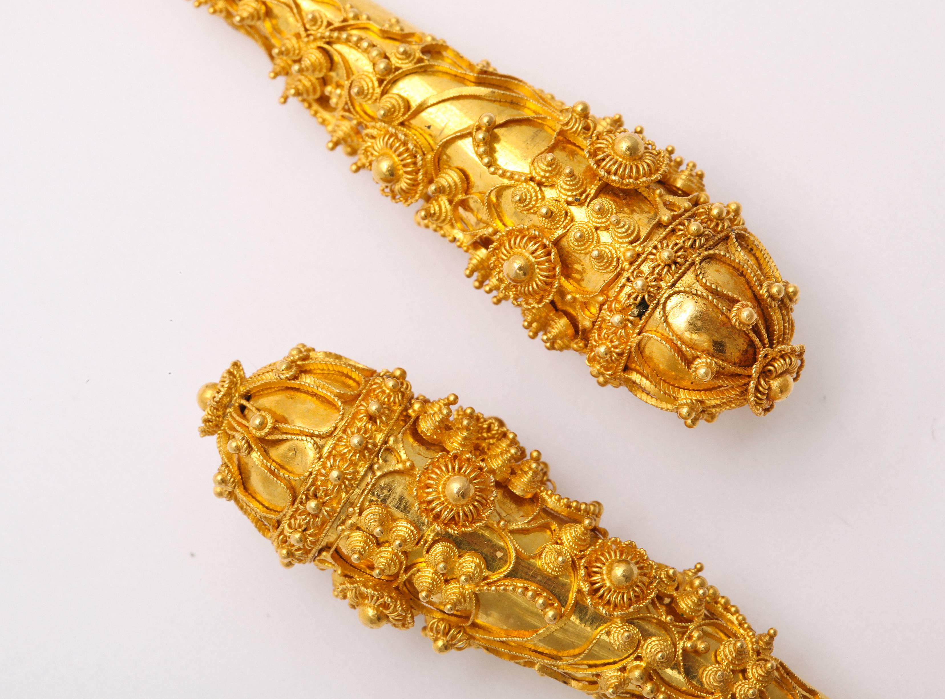 Granulated Gold Georgian Chandelier Earrings 1