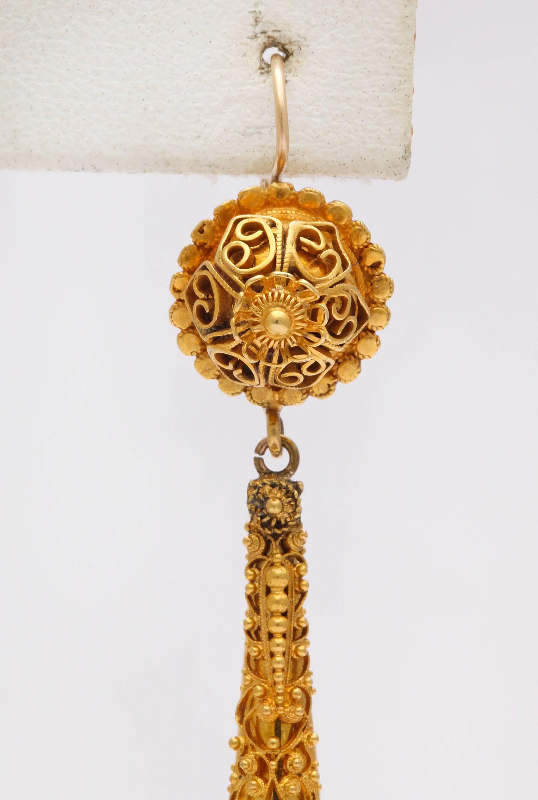Granulated Gold Georgian Chandelier Earrings 3