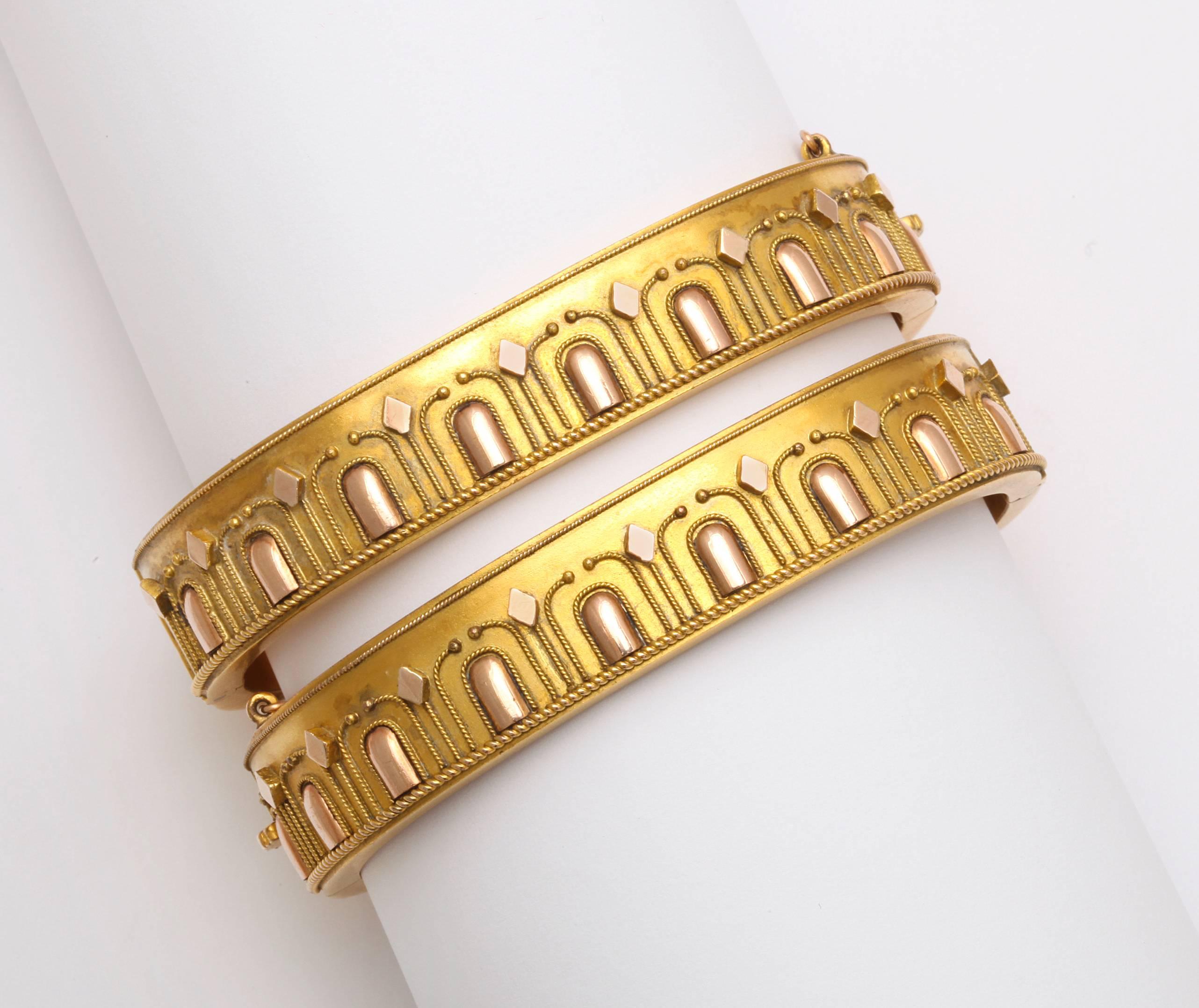 Two by Two: A Pair of Gold Wedding Bracelets In Excellent Condition In Stamford, CT