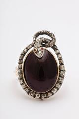 Victorian Garnet and Diamond Serpent Ring Symbolizes Love's Ardor