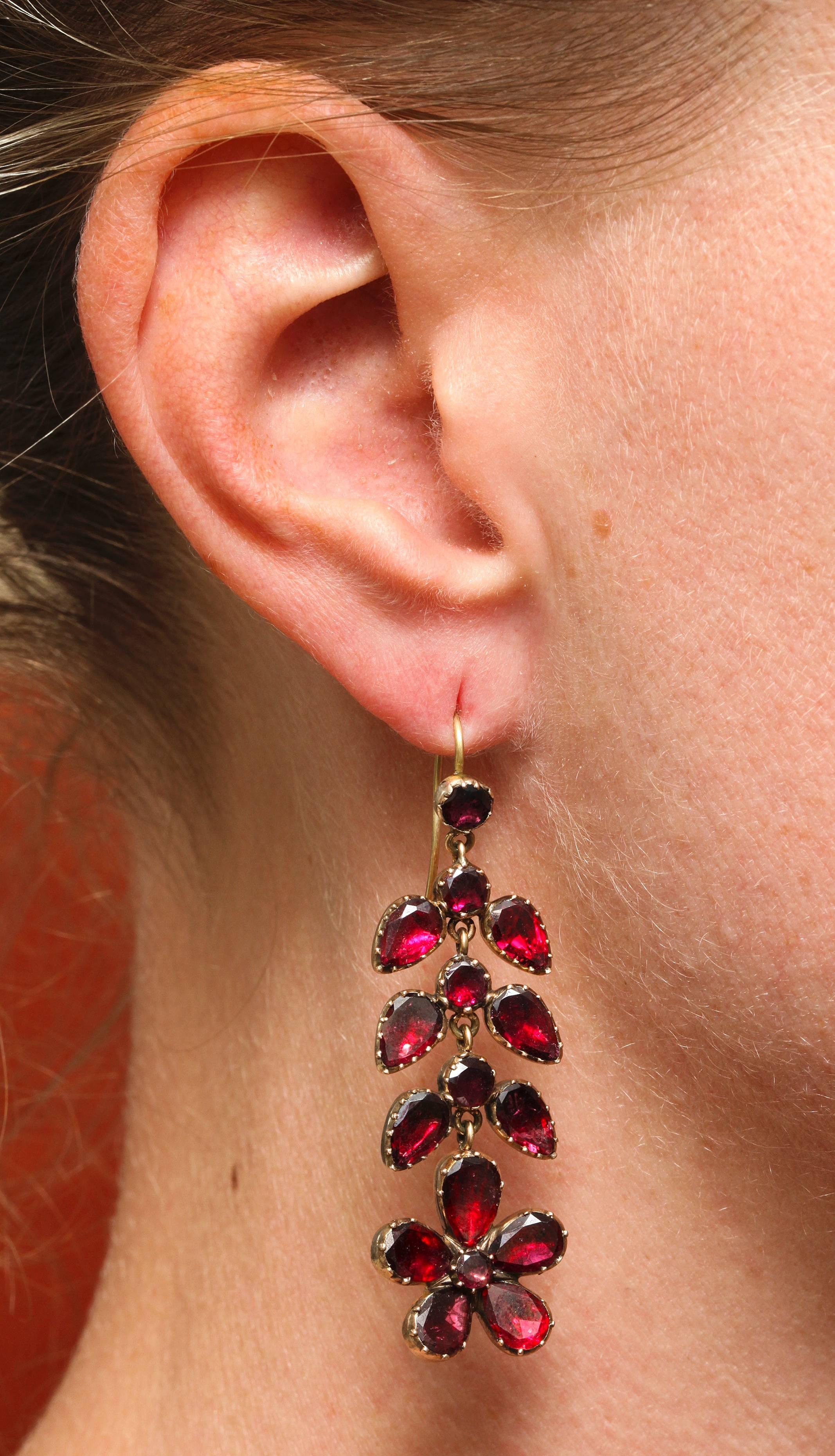 George IV Georgian Garnet Chandelier Earrings Signify Affection