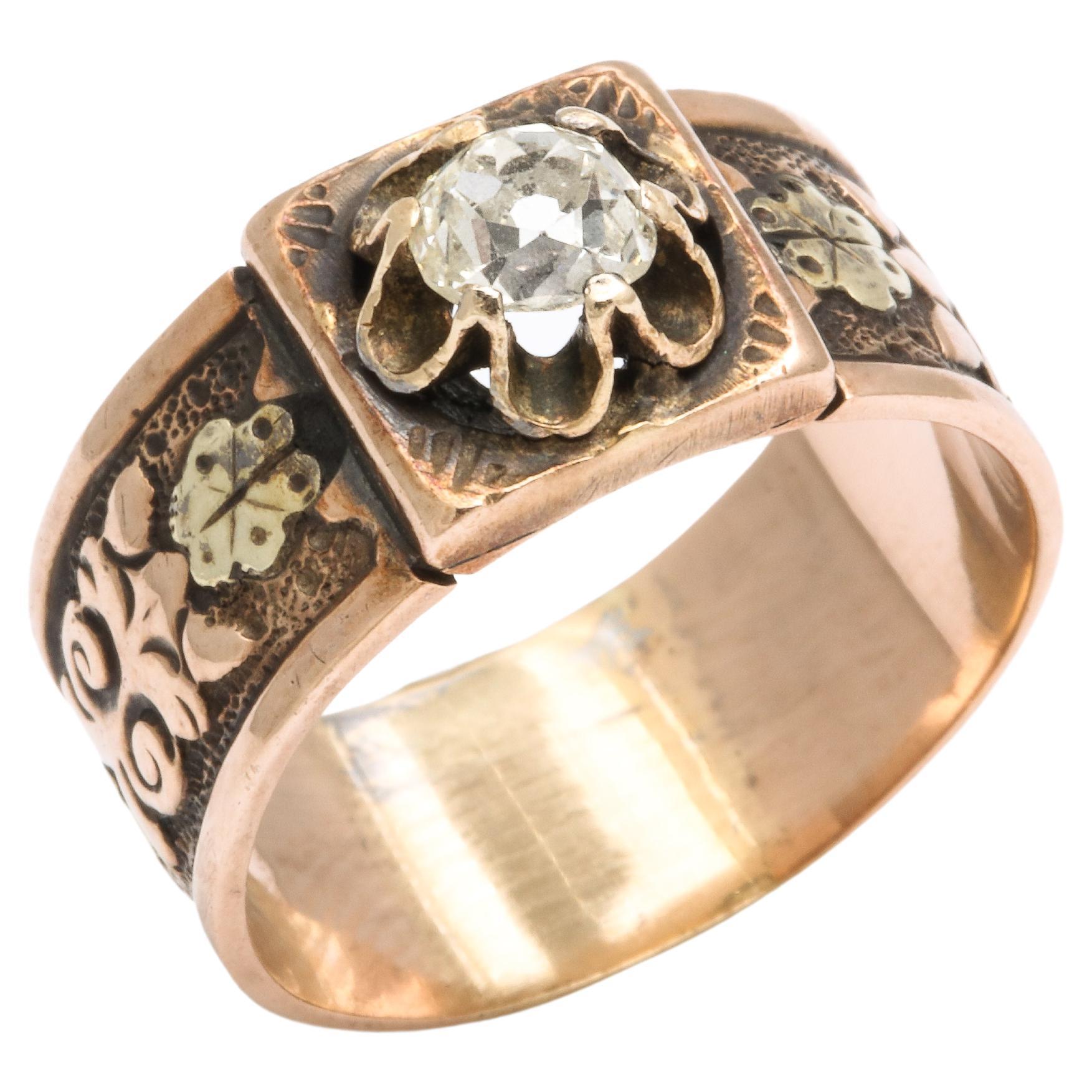 Bague victorienne ancienne en or et diamants