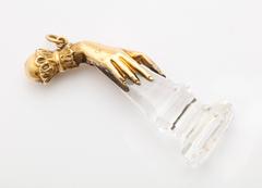 Antique Gold Rock Crystal Armorial Crest Hand Seal