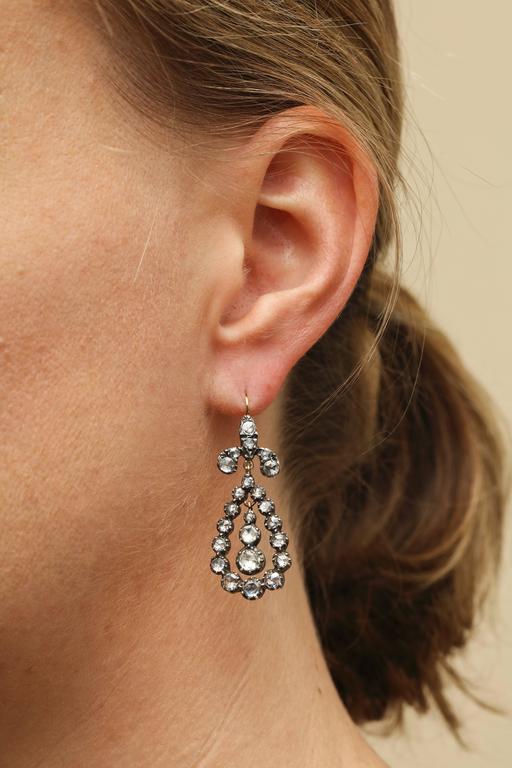 Women's Antique Georgian Diamond Earrings For Sale