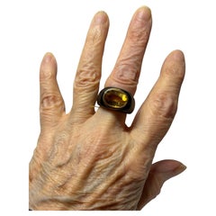 Ebony and 5 kt Honey Citrine Signet Ring