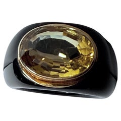 Ebony and 5 kt Honey Citrine Signet Ring