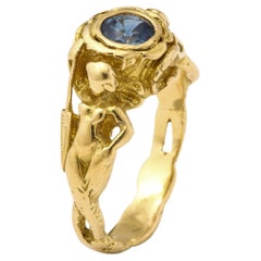 Art Nouveau Gold Sapphire Ring 18kt