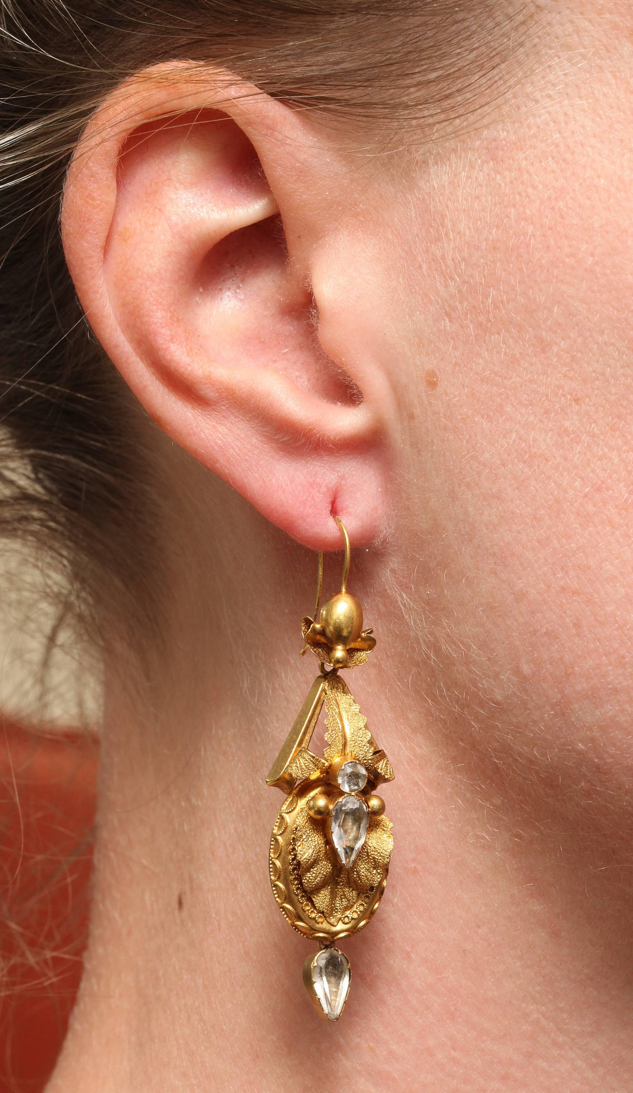 Women's  Antique Aquamarine Gold Chandelier Earrings 