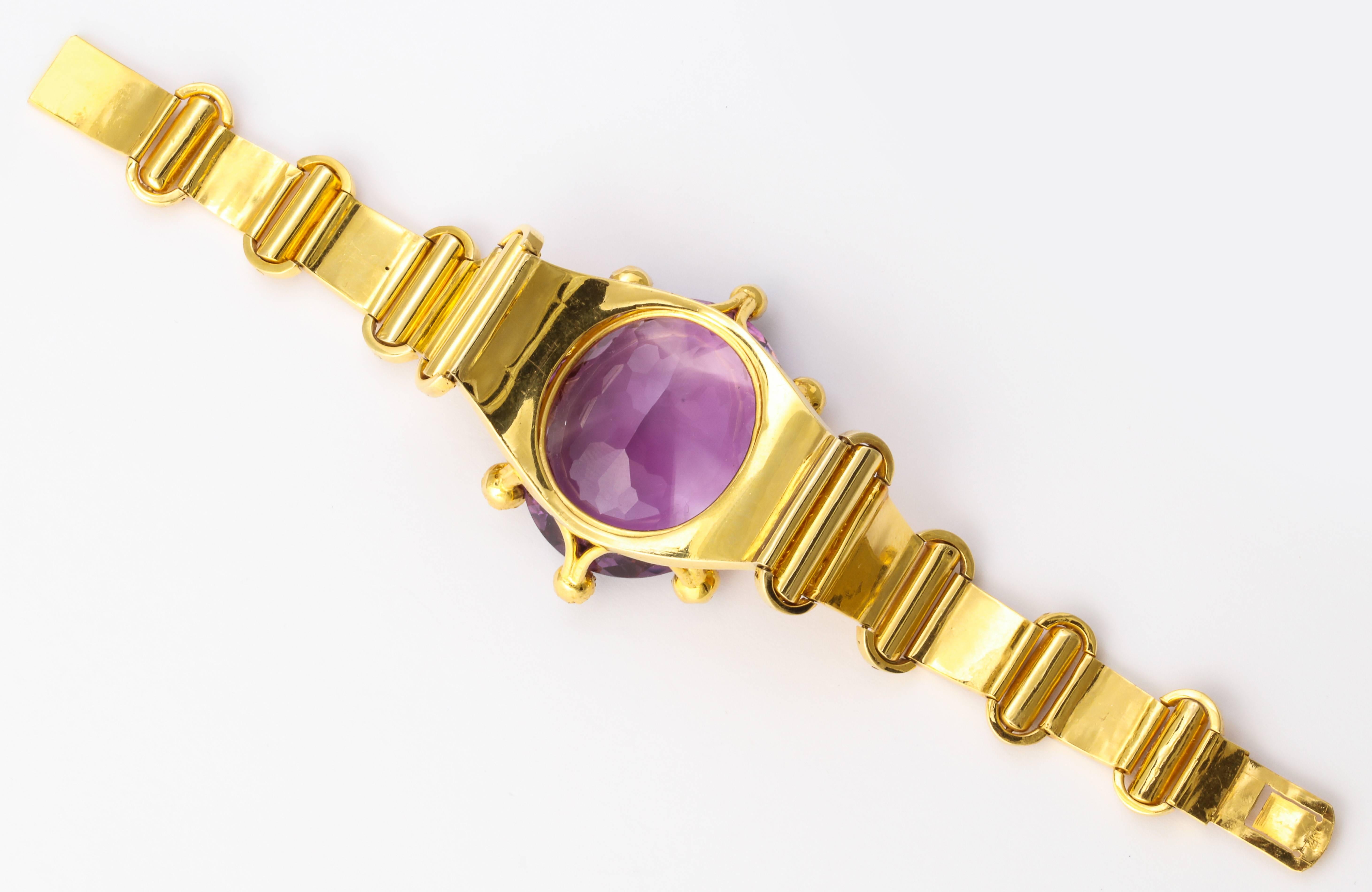18 kt Victorian Amethyst Pearl Gold Bracelet For Sale 1