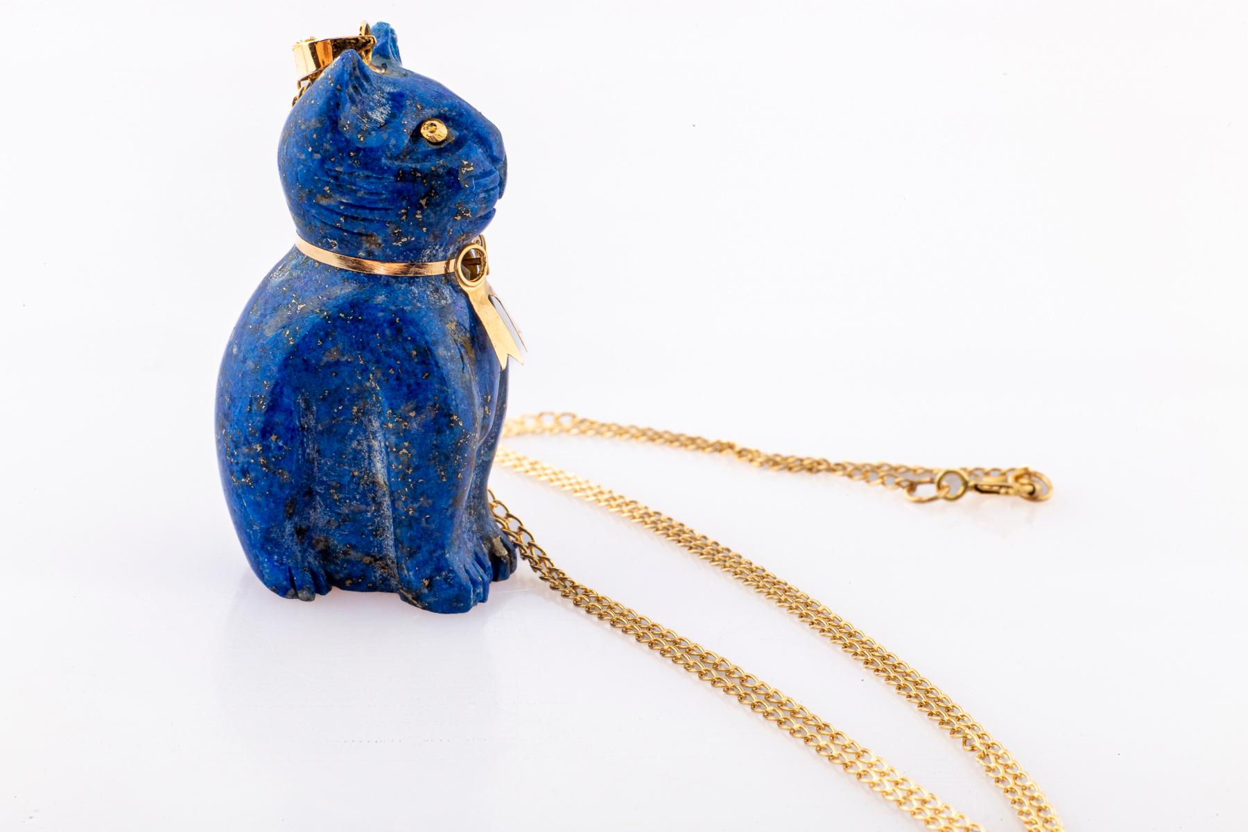 Contemporain Adorable chaton Lapis Lazuli Vintage en vente