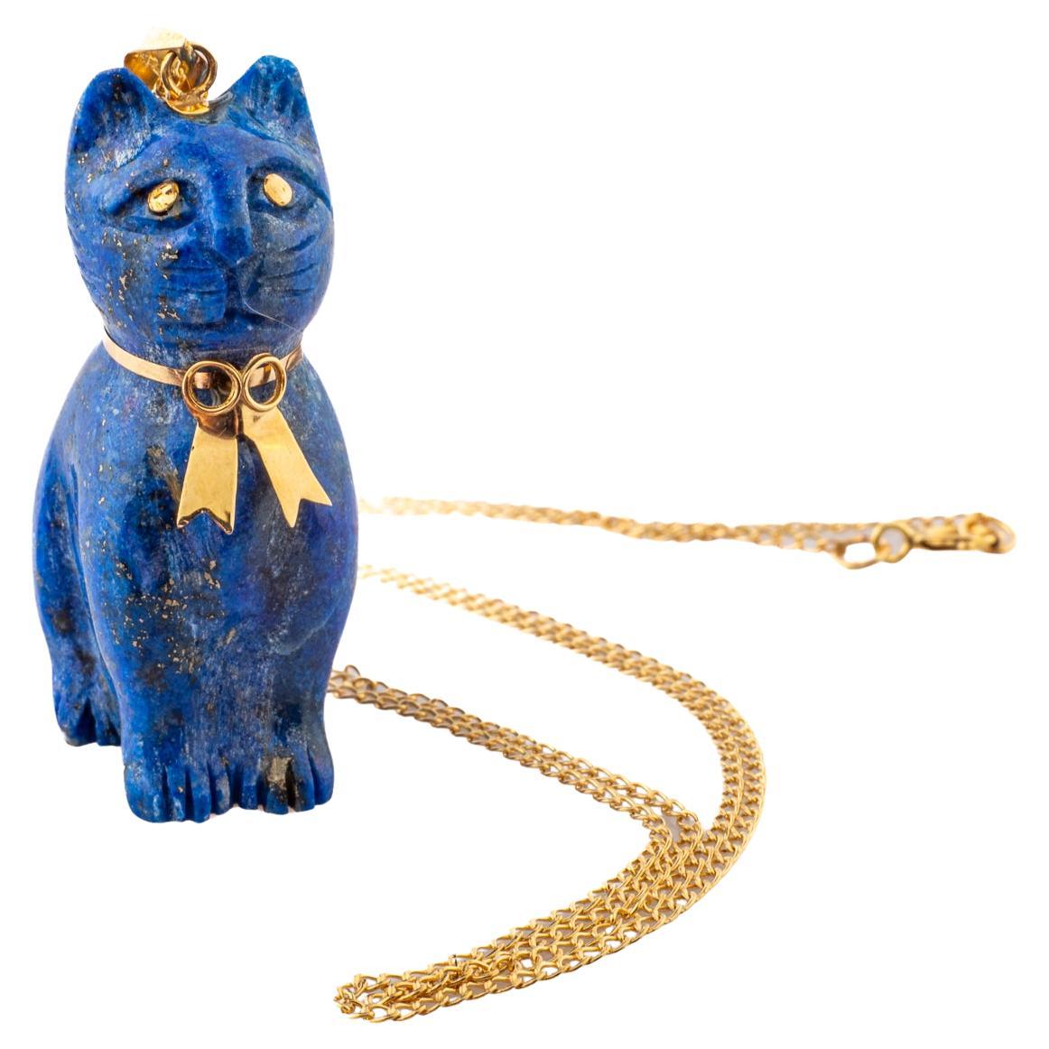Adorable chaton Lapis Lazuli Vintage en vente