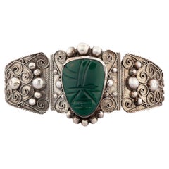 Silver and Bakelite Peruvian Style Mexican Bracelet c.1940