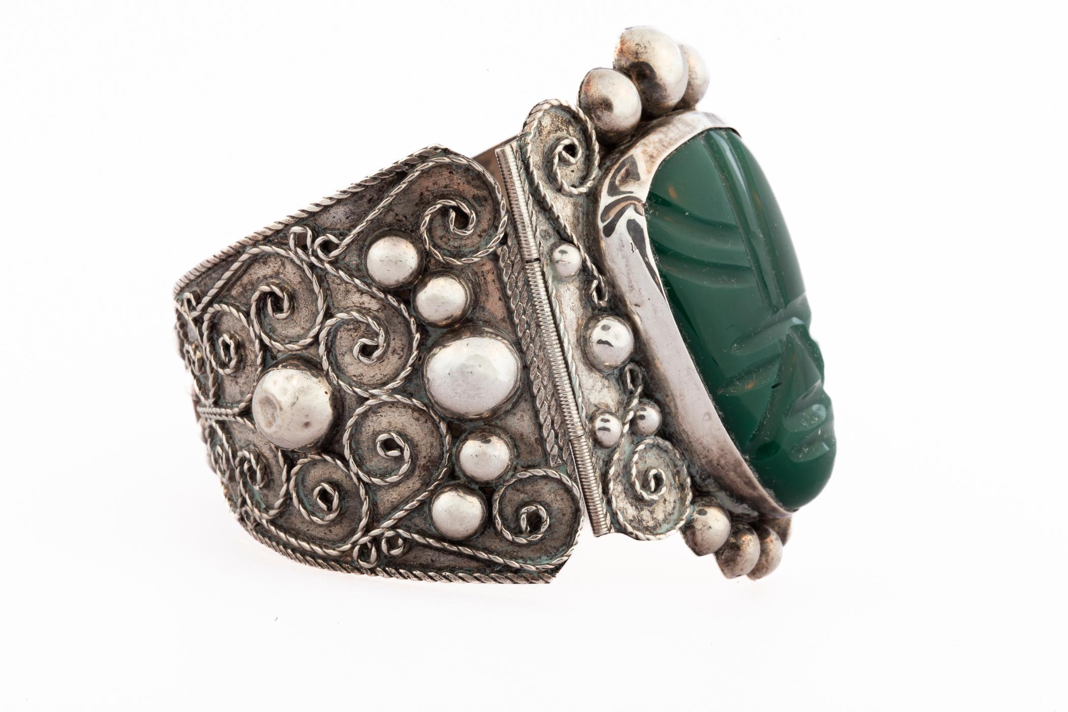da uomo o donna Bracciale messicano in argento e bachelite in stile peruviano, 1940 ca. in vendita