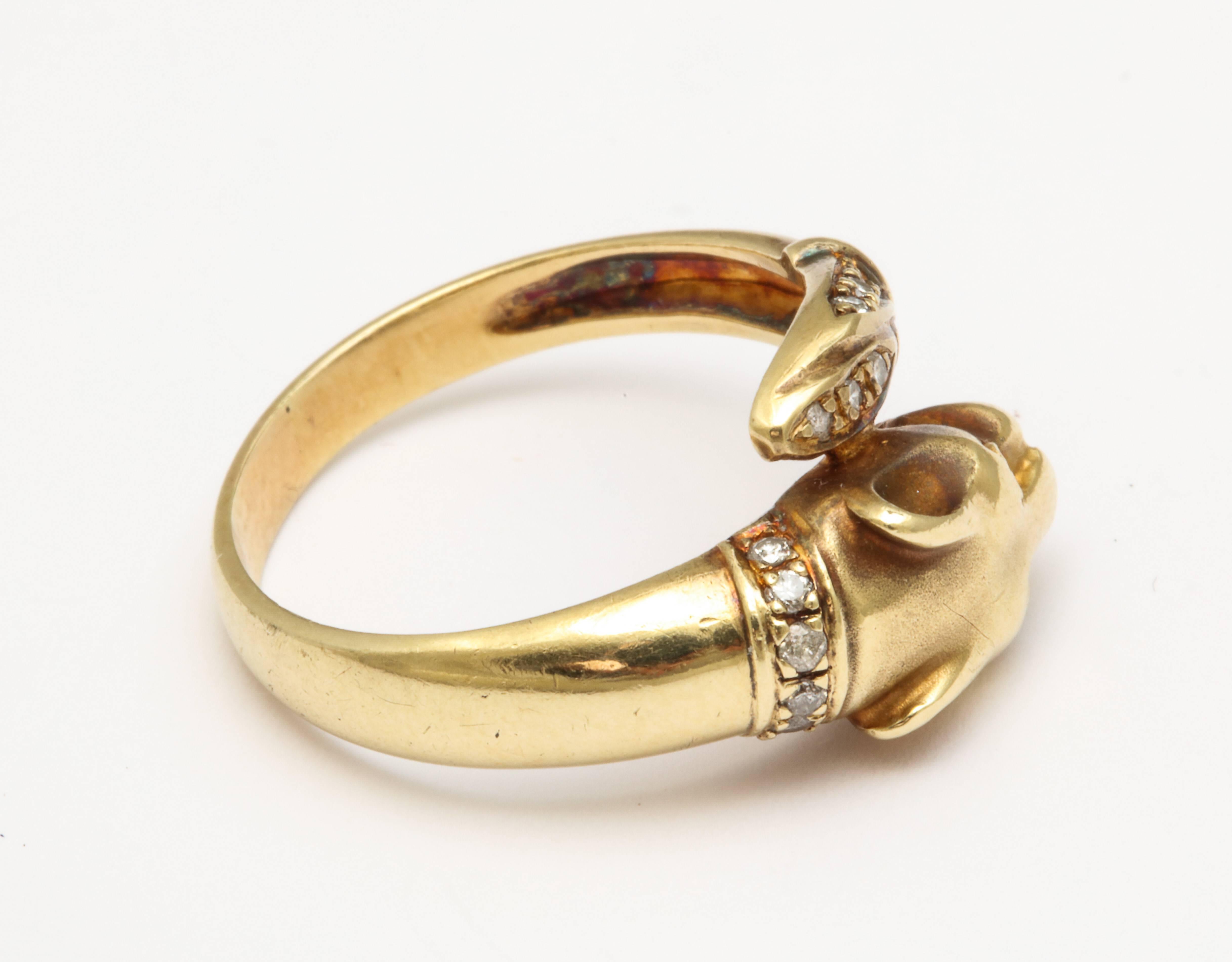 Women's or Men's Emerald Eyed Gold Panther Ring