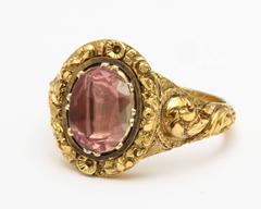 Antique Georgian Foiled Pink Rock Crystal Ring