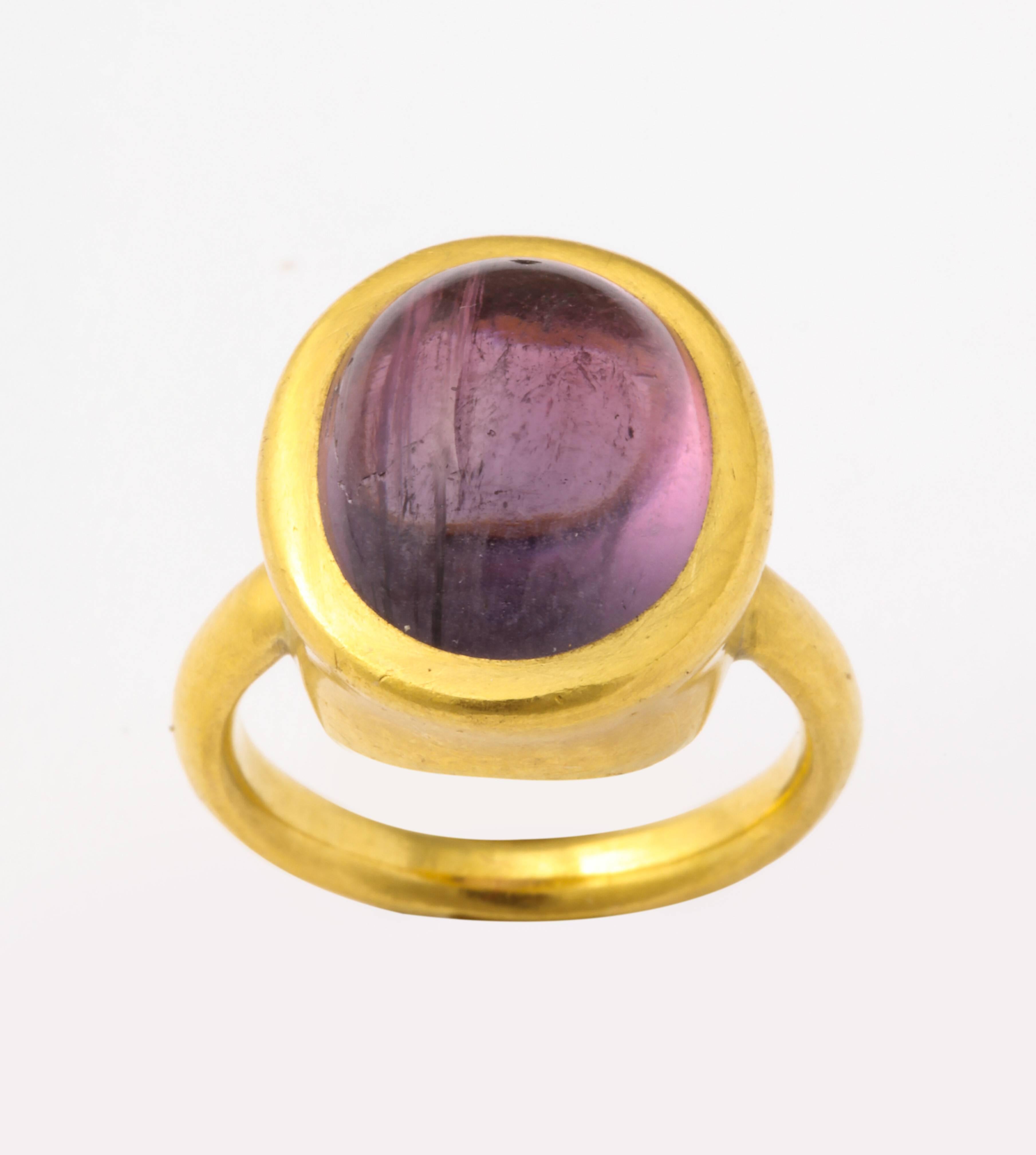 Artisan Gold Hammerdown Tourmaline Ring, circa 1970