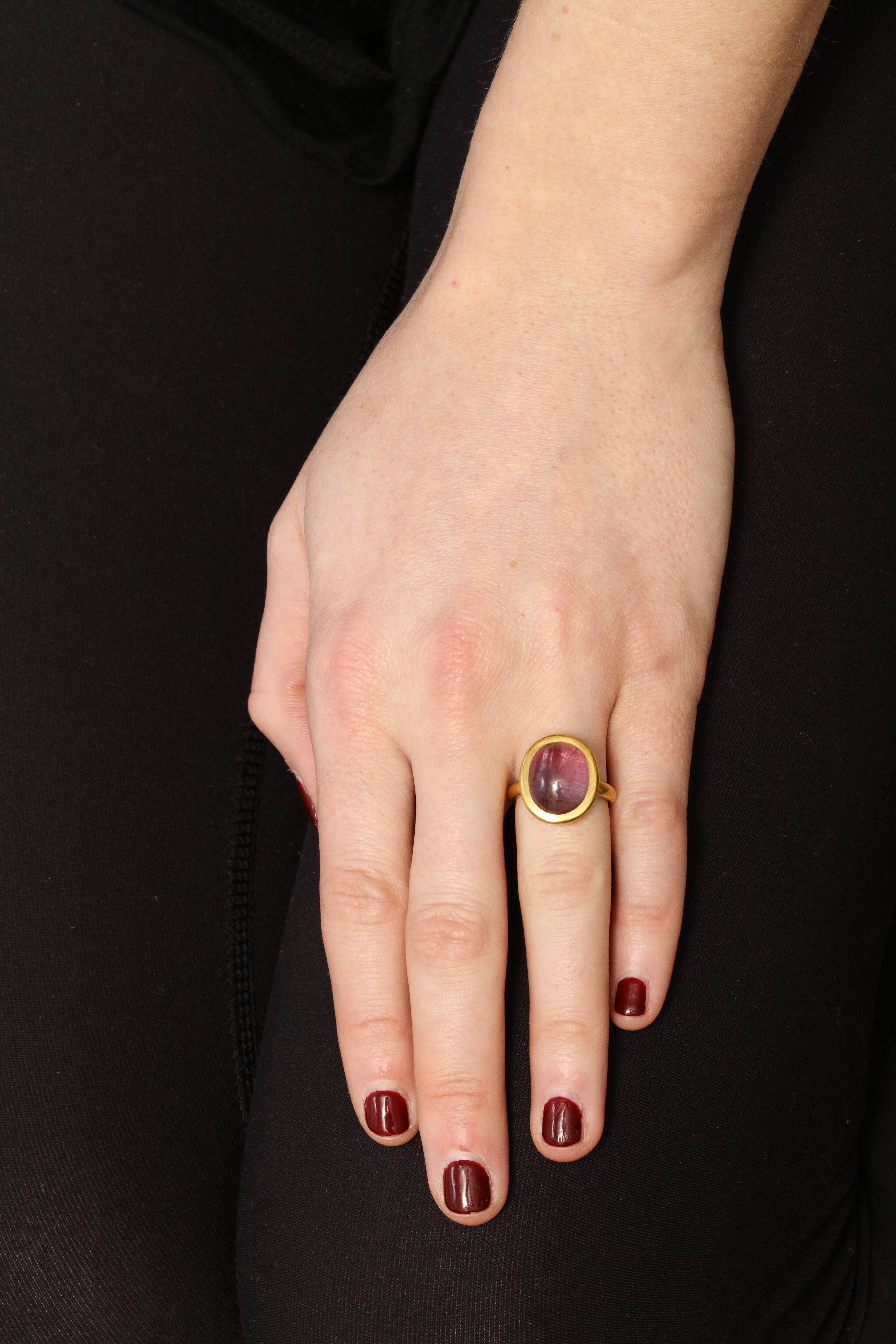 Gold Hammerdown Tourmaline Ring, circa 1970 2