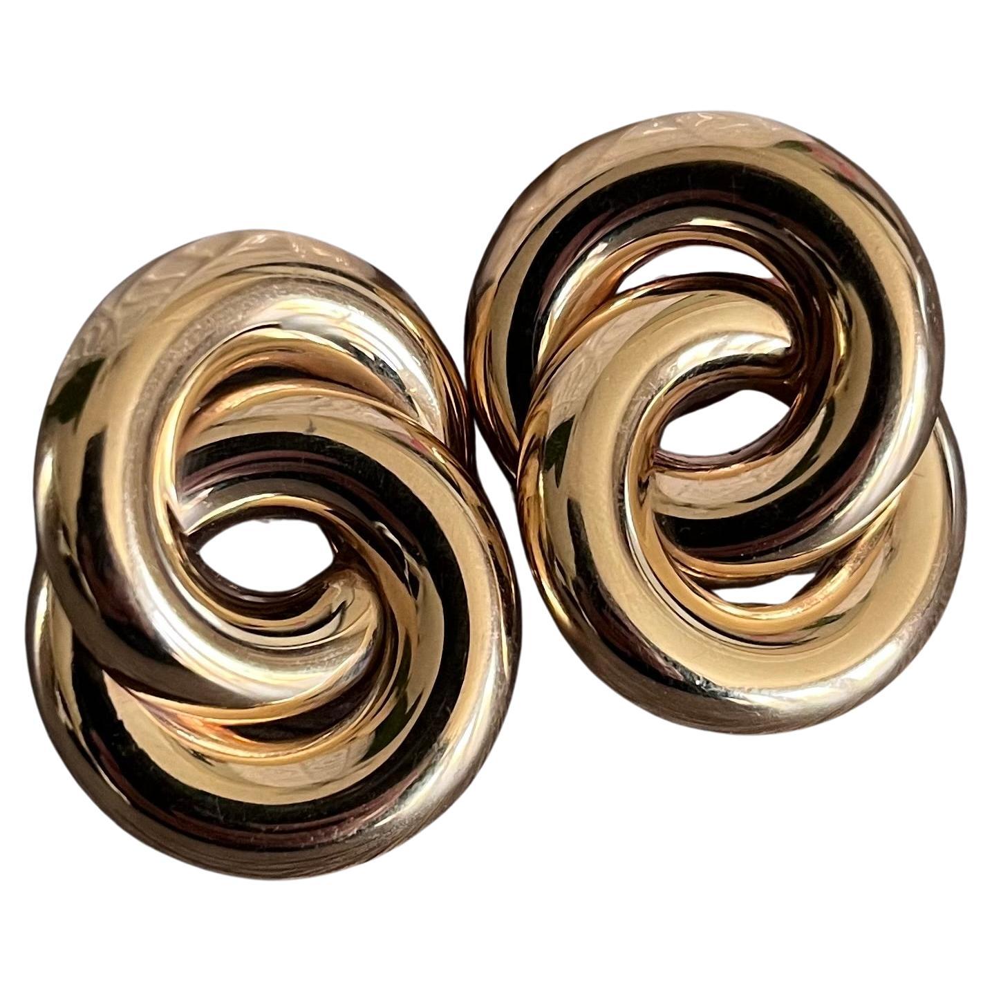 Vintage 14kt Gold Swirl Earrings Made in USA
