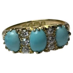 Edwardian Turquoise Diamond Ring c.1900