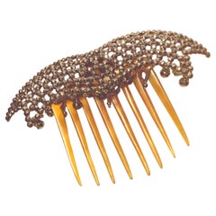 Early Victorian Pave Cut Steel Hair Comb