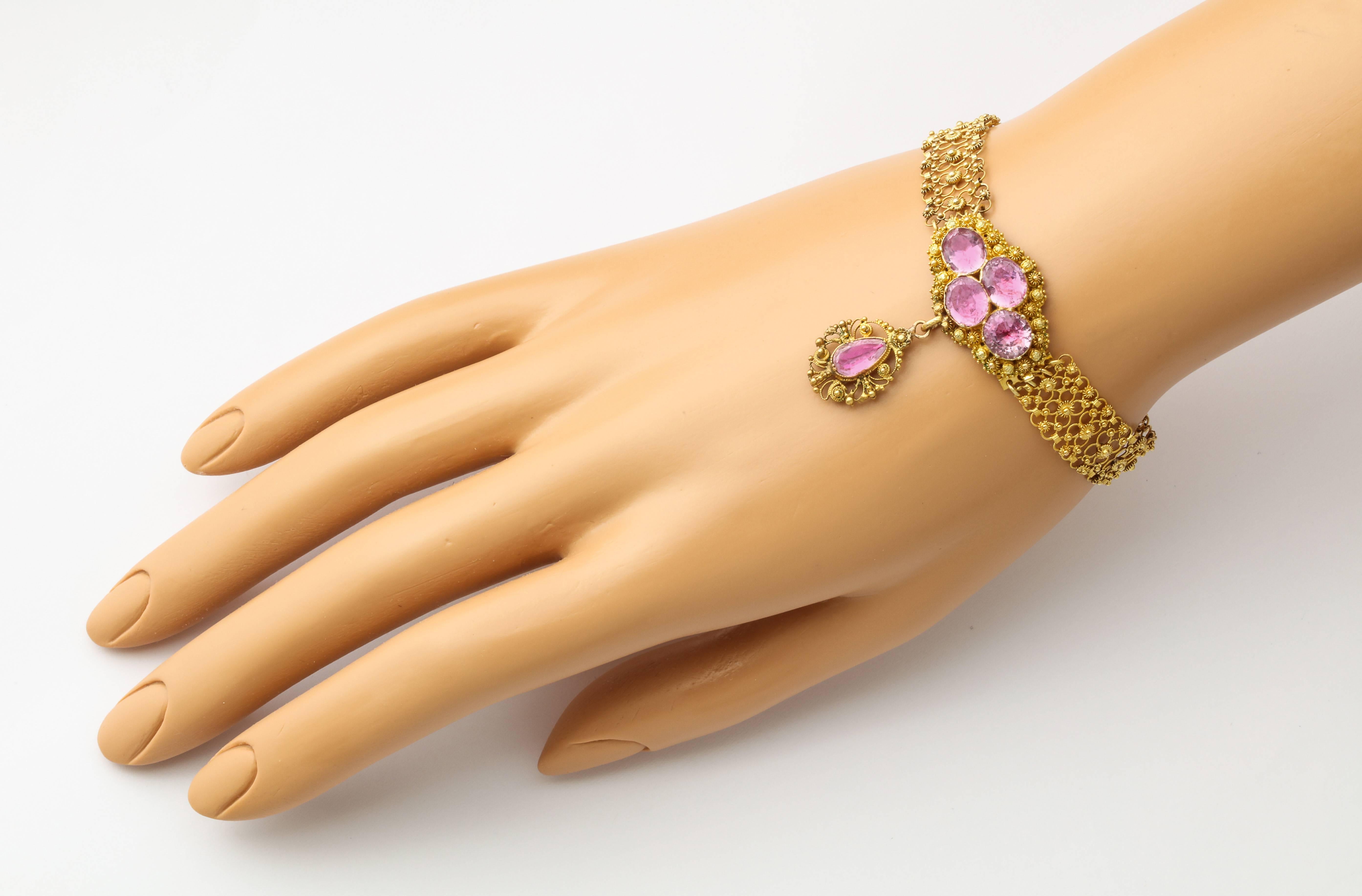 Women's Pink Topaz Georgian Bracelet, a Gossamer Beauty
