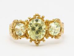 Regency Old Mine Chrysolite Gold Ring