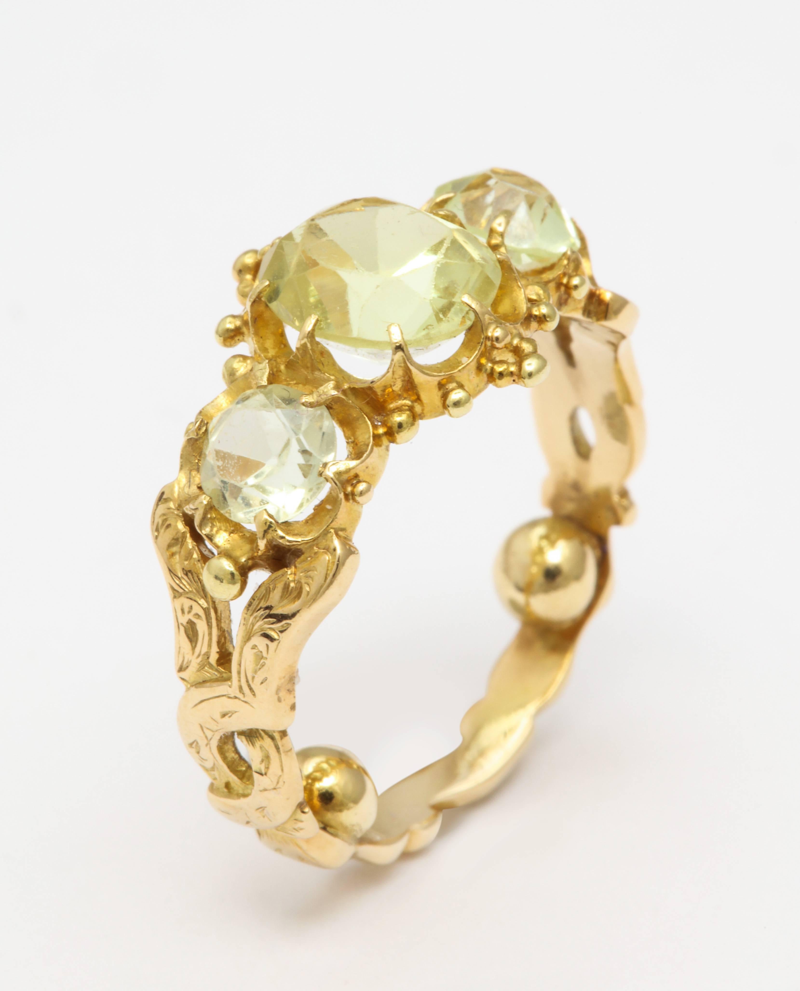 George IV Regency Old Mine Chrysolite Gold Ring