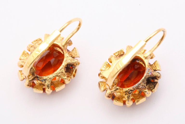 Citrine Lever Back Earrings, Mid-20th Century In Excellent Condition For Sale In Stamford, CT