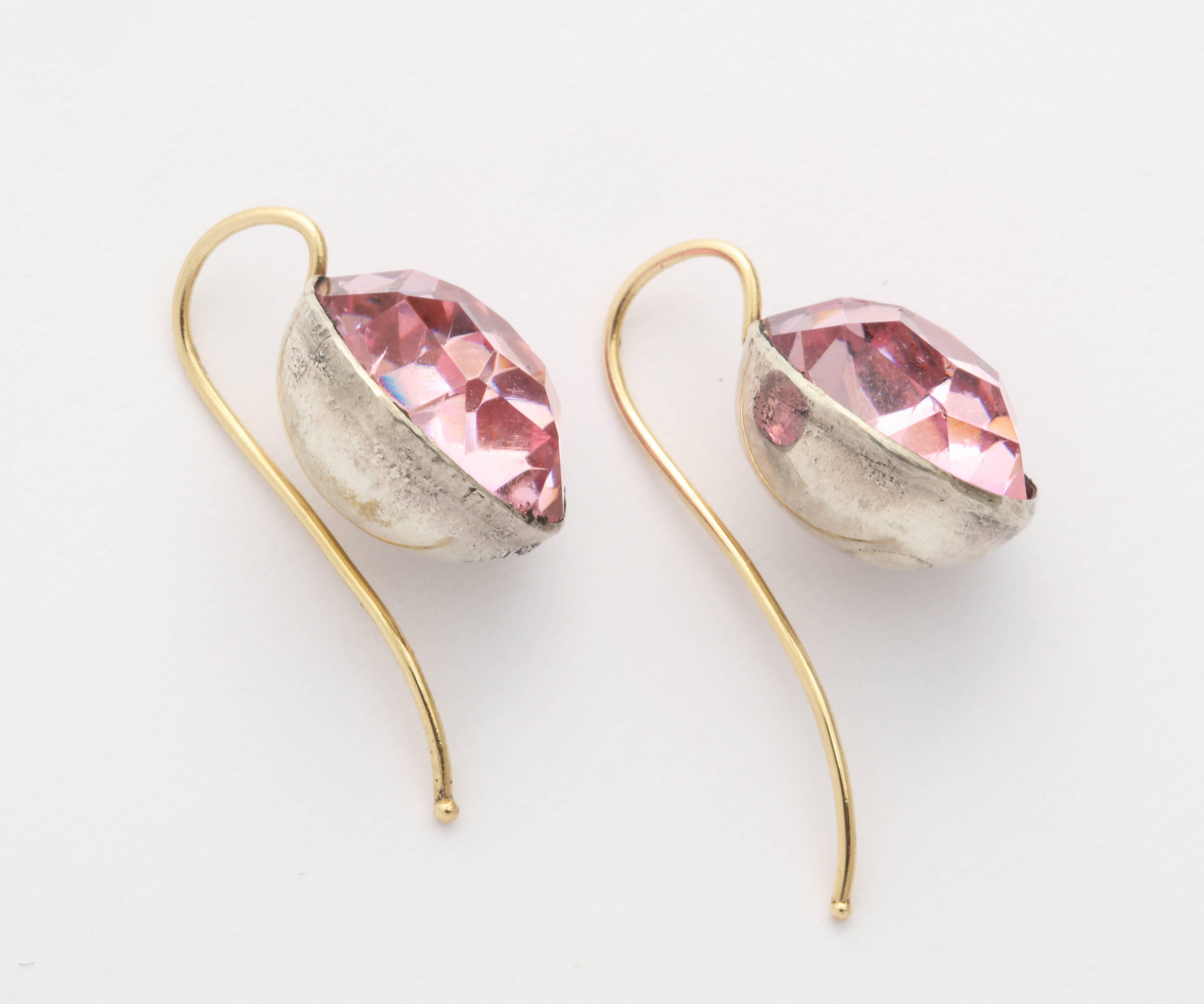 Women's Foiled Pink Paste Georgian Earrings