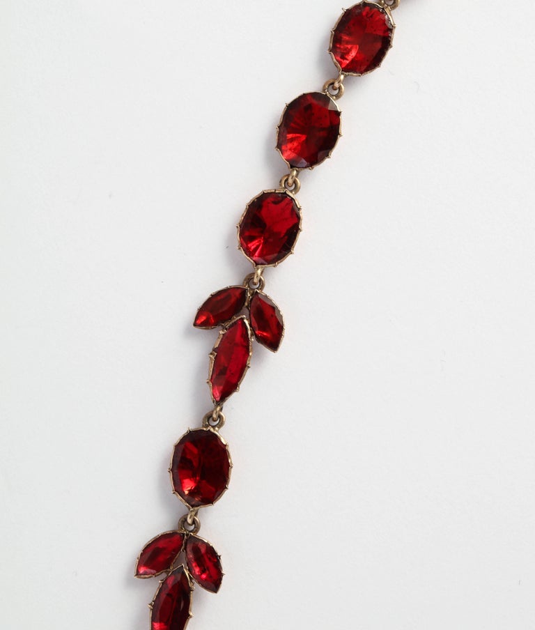 Mixed Cut Antique Georgian Vivid  Garnet Necklace For Sale