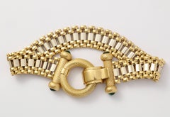 Classic Gold and Green Tourmaline Railroad Track Bracelet, circa 1970