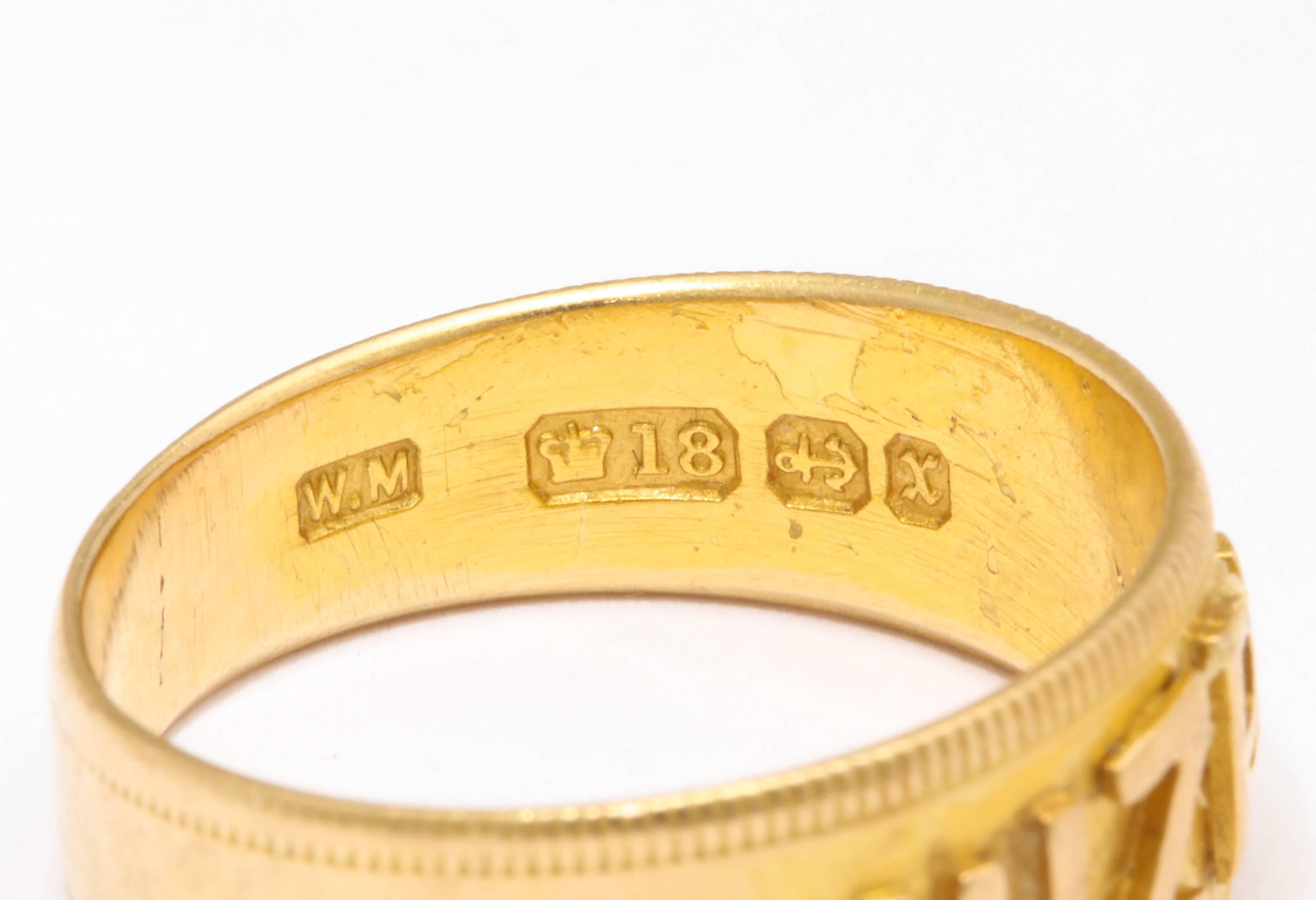 Mizpah 18 Karat Gold Hallmarked Ring, circa 1870 In Excellent Condition In Stamford, CT