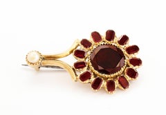 15 Karat Gold, Garnet, Georgian Haley's Comet Brooch