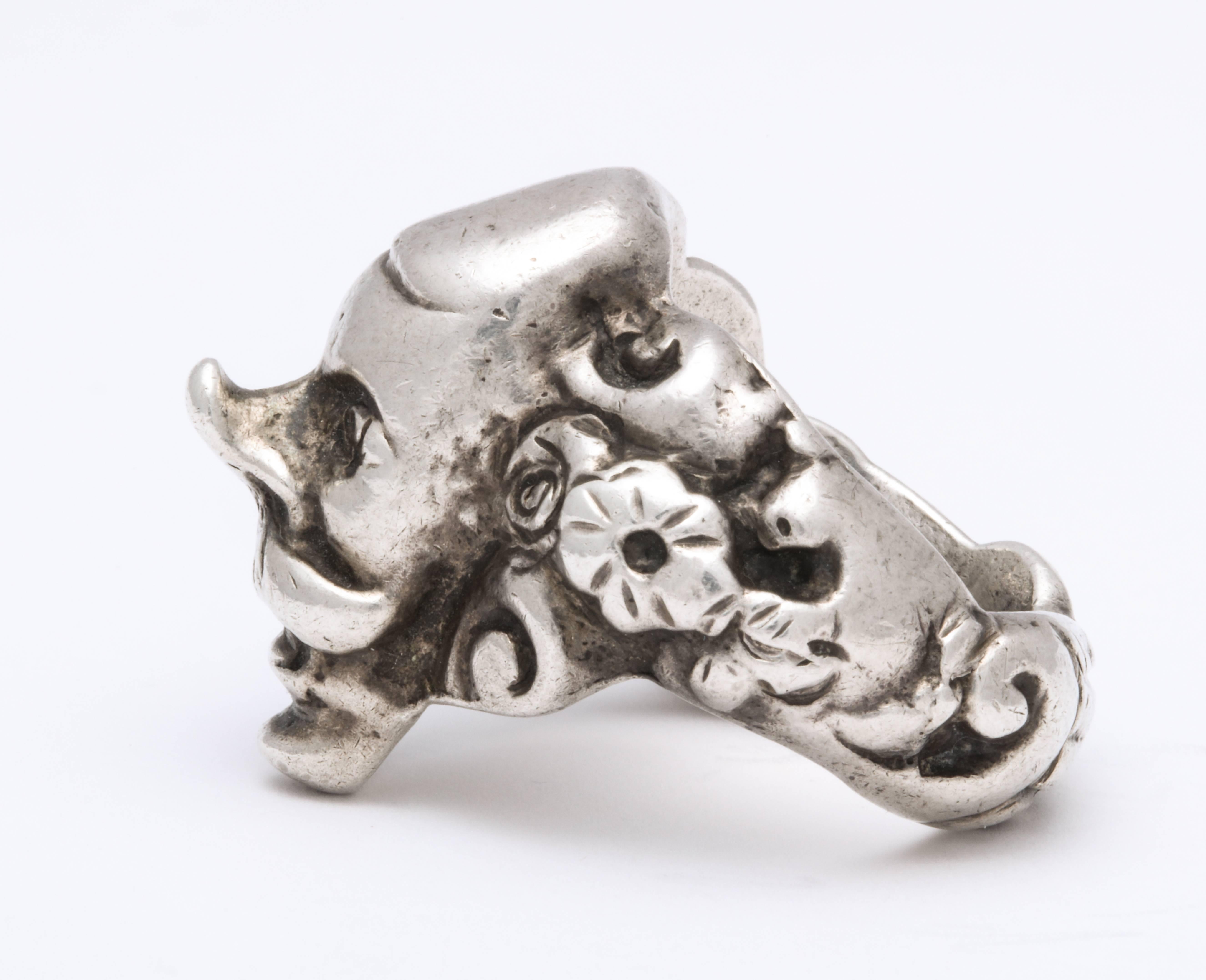 Late Victorian Antique Victorian Character Ring From the Comedia del Arte 