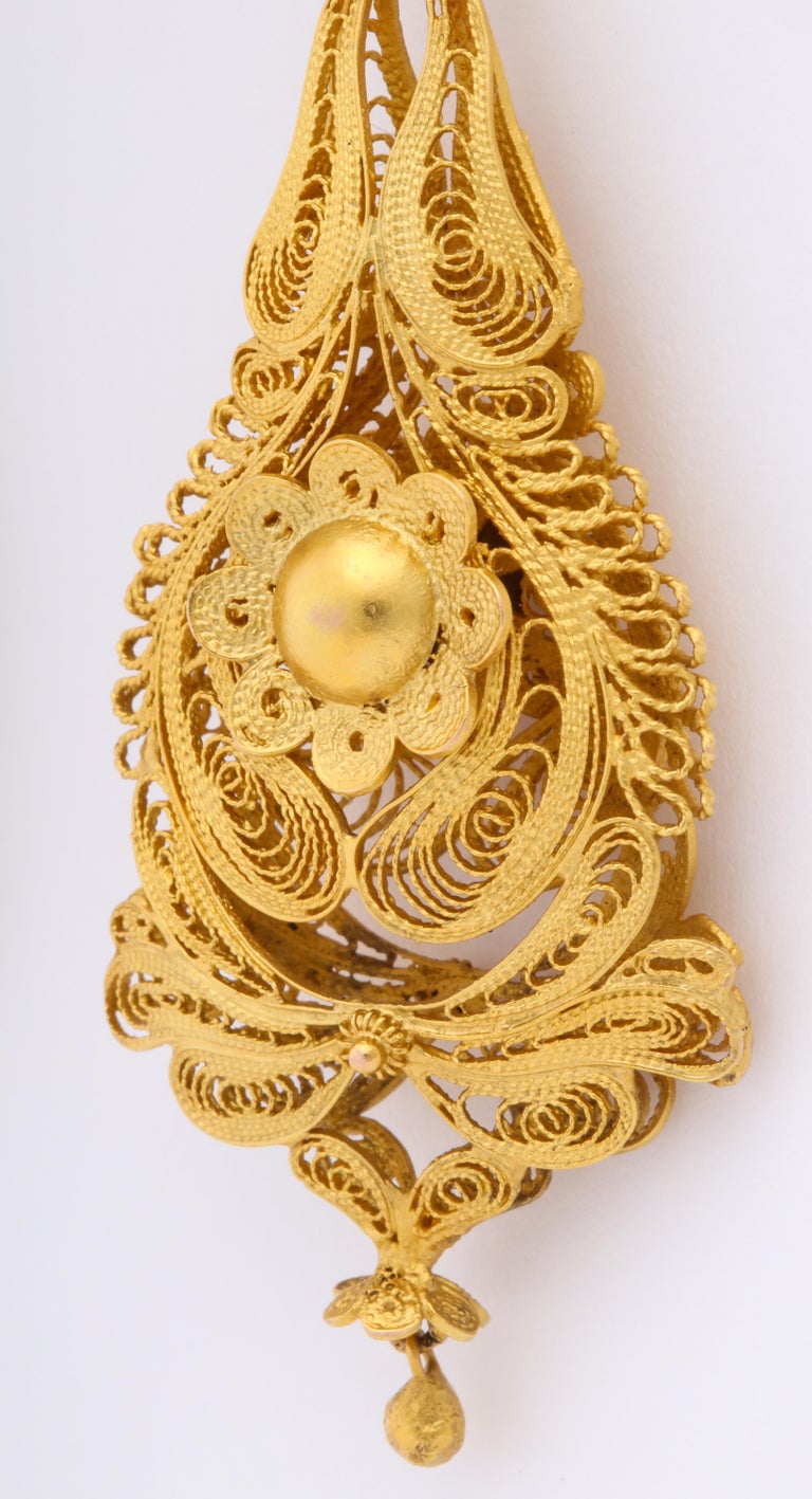 Antique Georgian Gold Filigree Earrings at 1stDibs