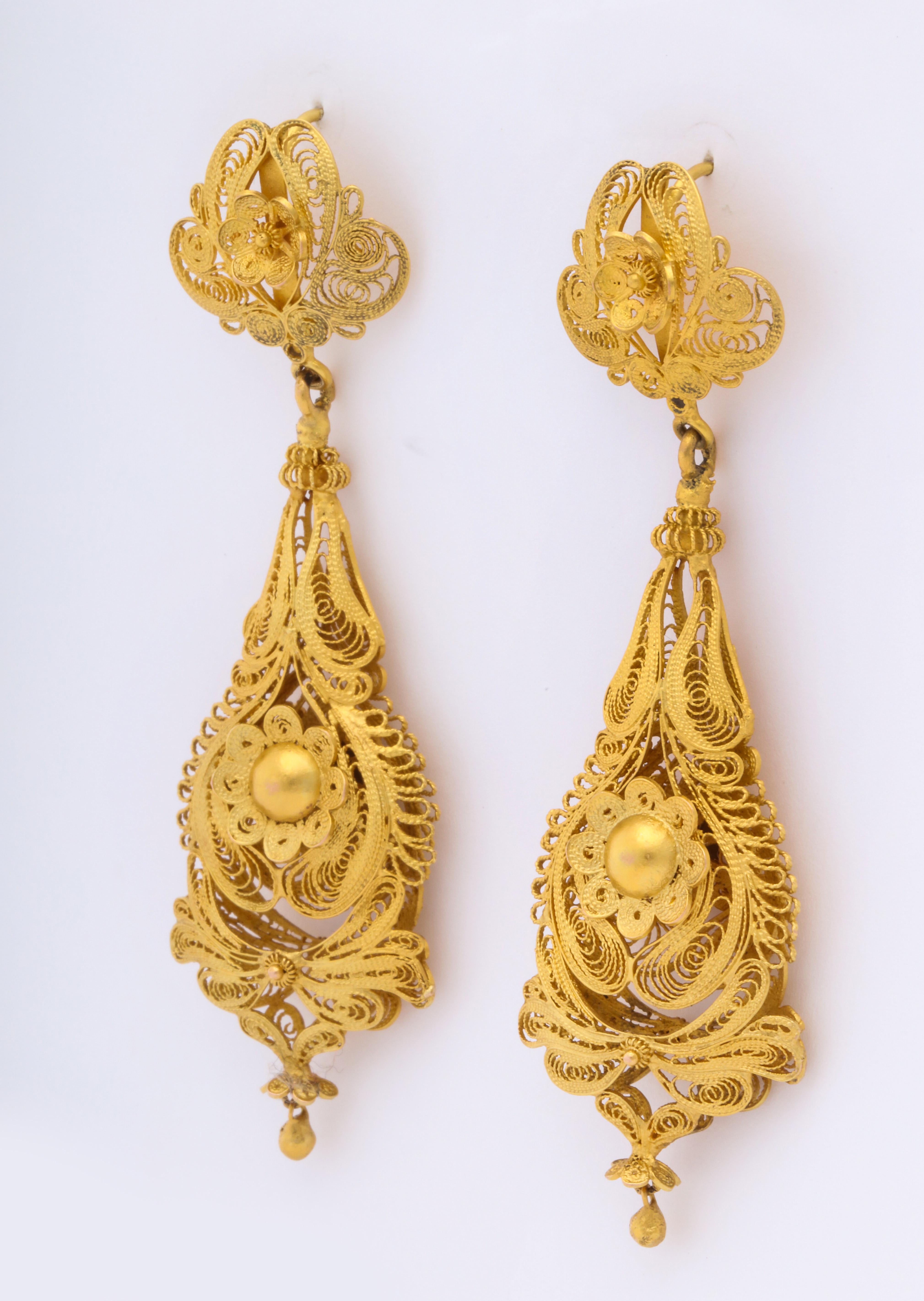 antique gold filigree earrings