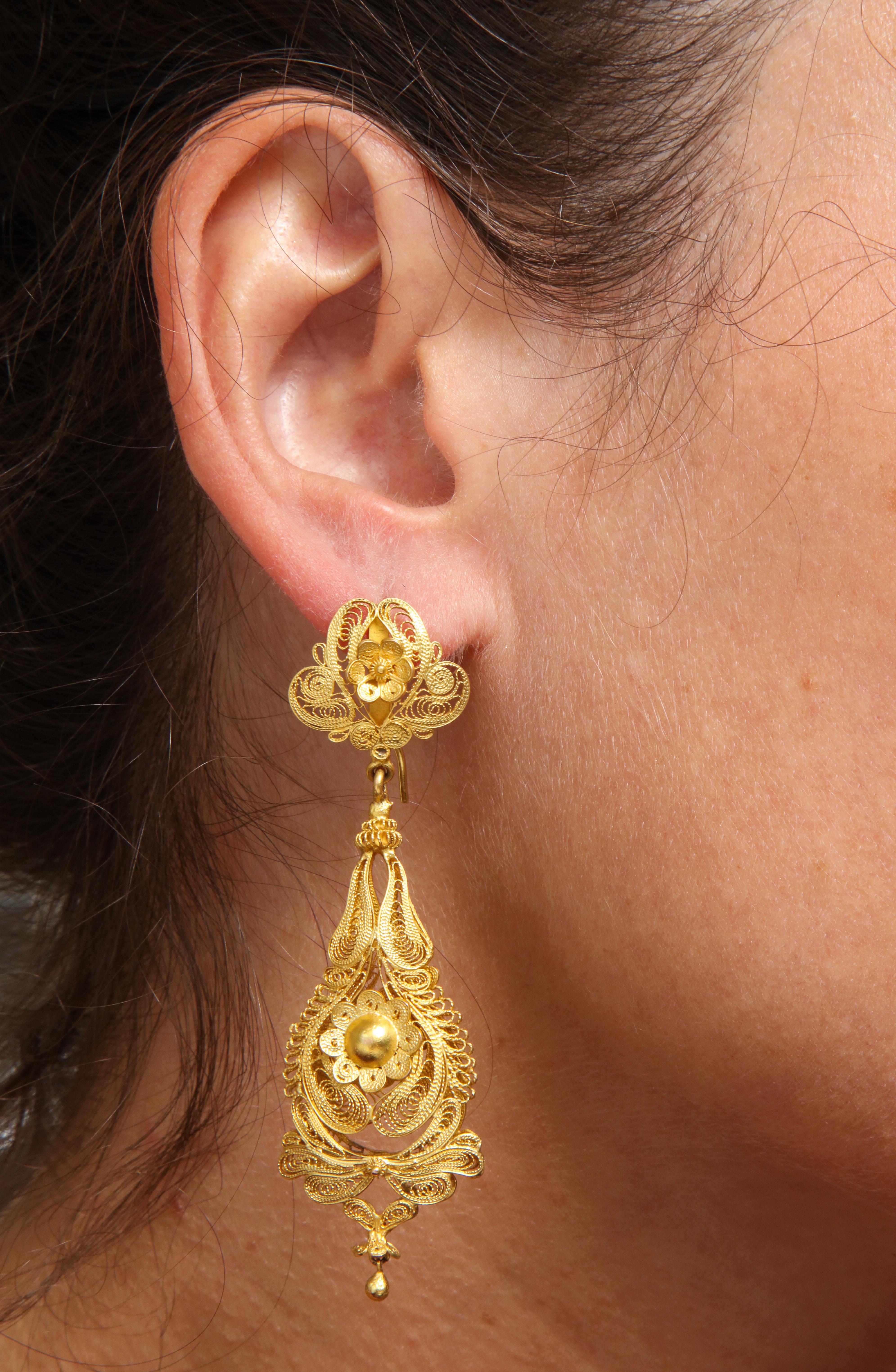 George IV Antique Georgian Gold Filigree Earrings
