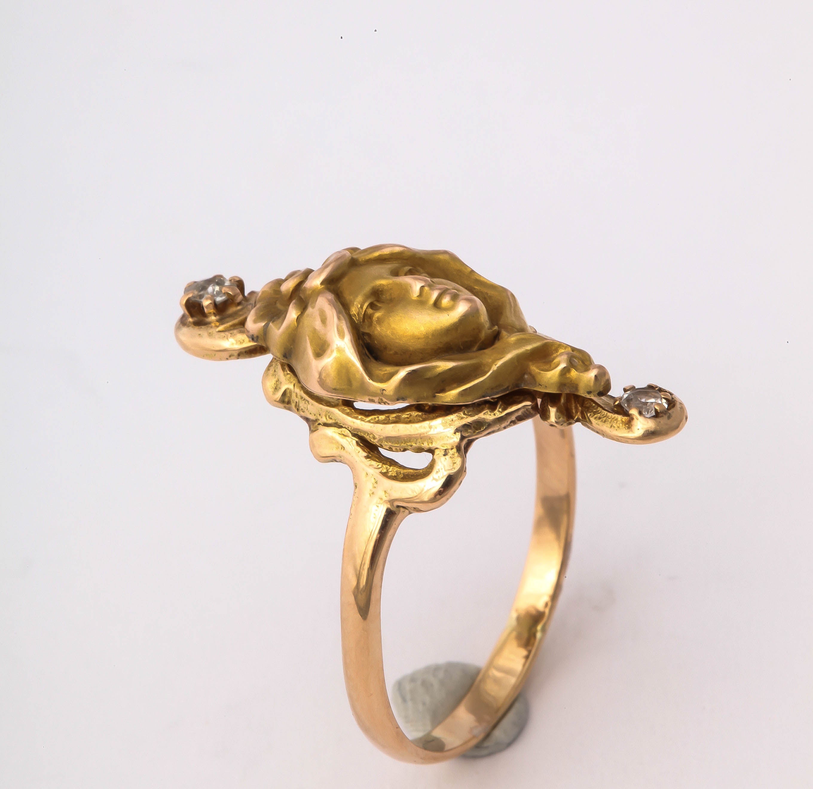 Art Nouveau Woman Diamond Gold Ring  1