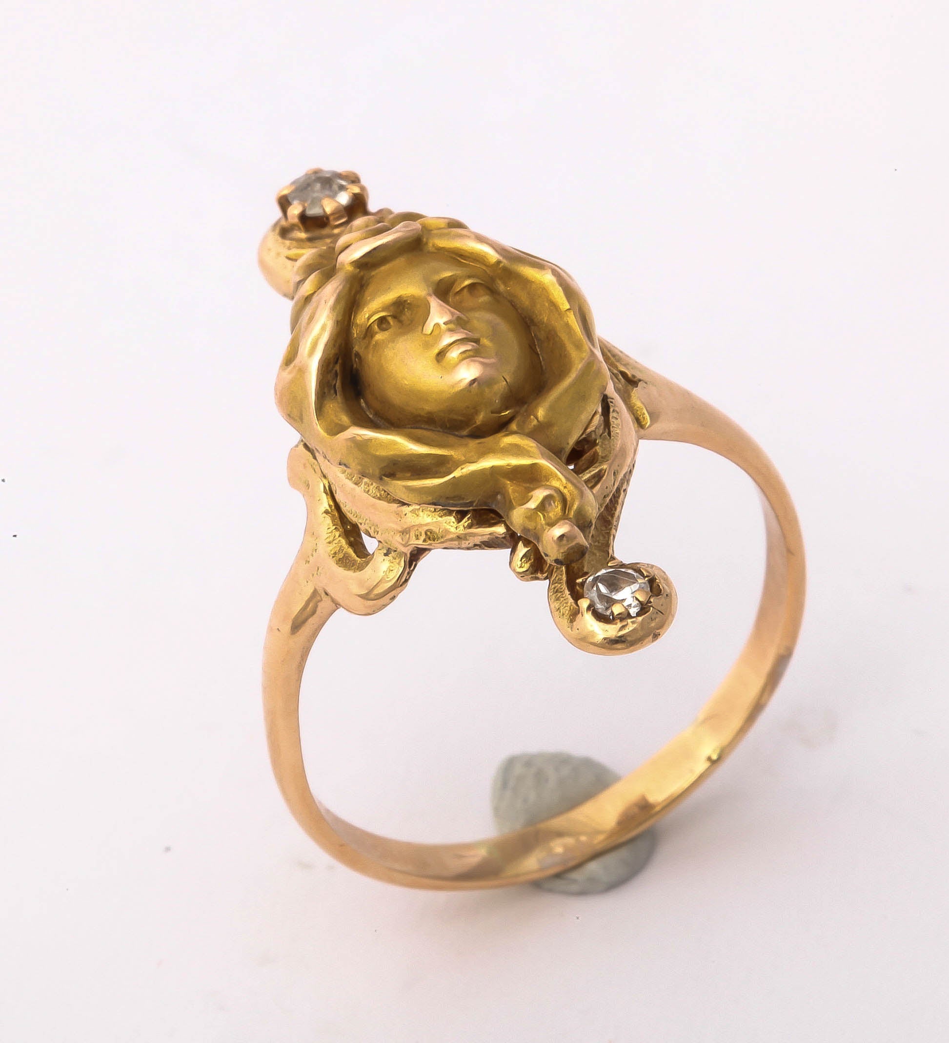  Art Nouveau Woman Diamond Gold Ring  2