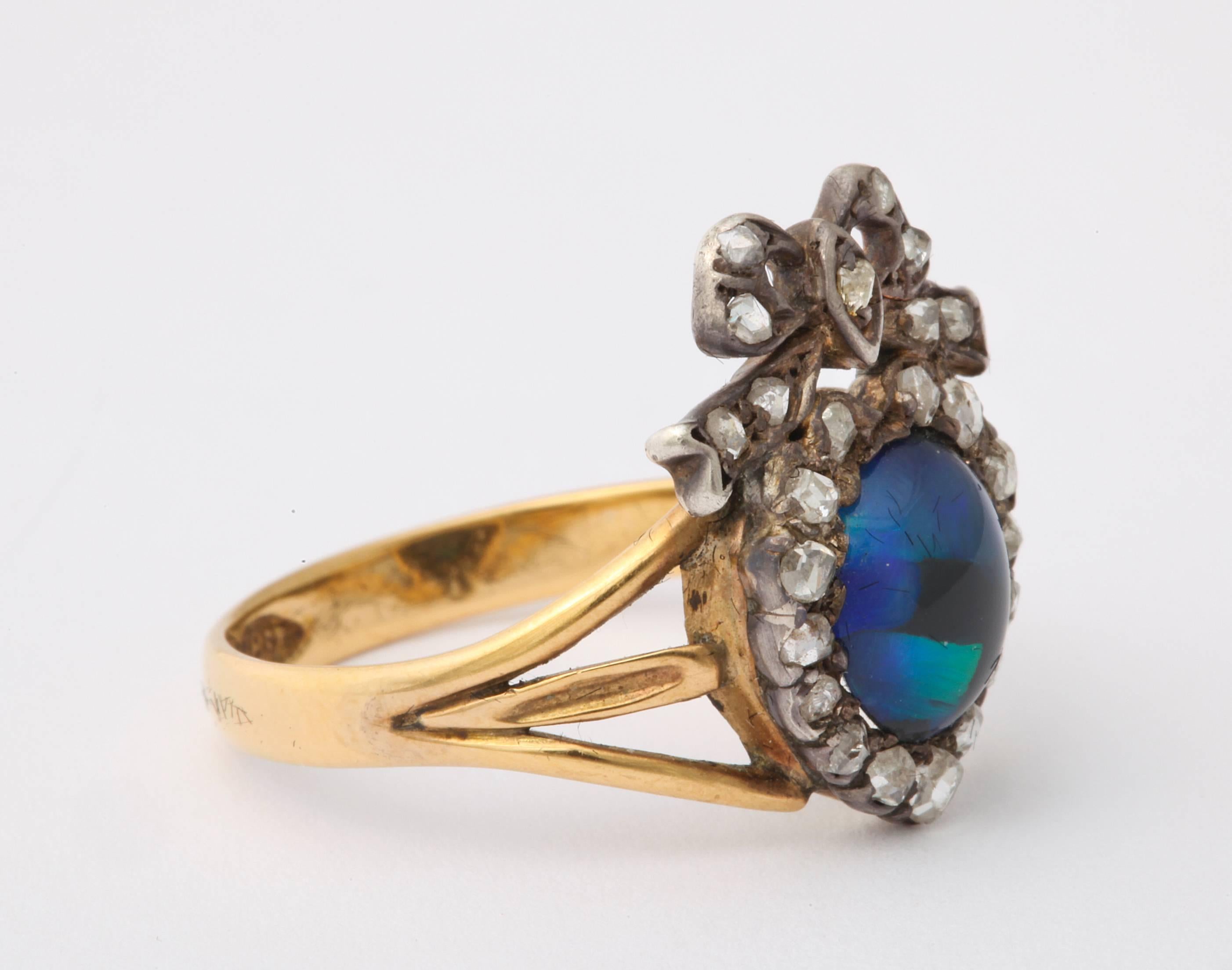 Antique Victorian Sumptuous Black Opal Ring 2