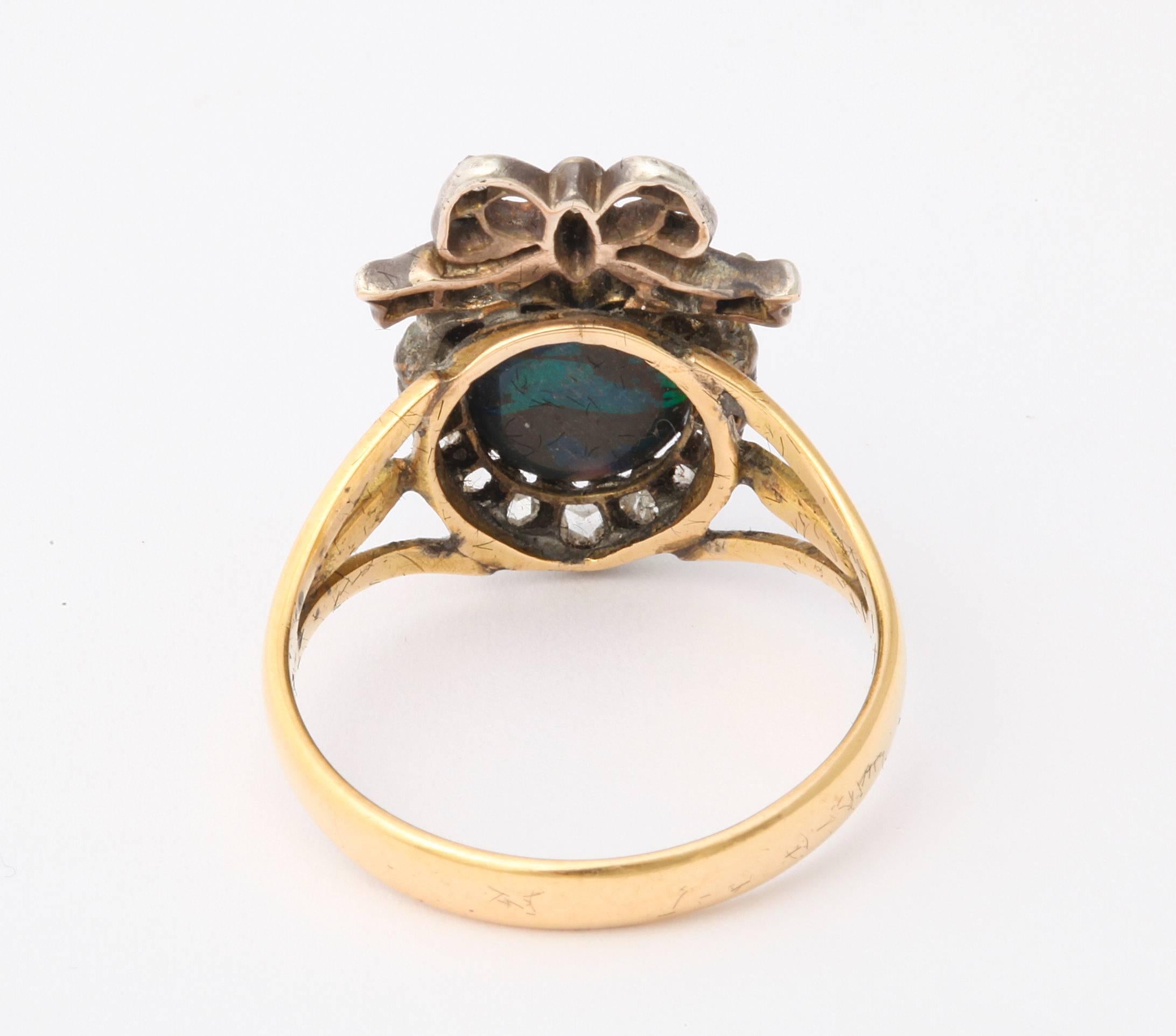 Women's Antique Victorian Sumptuous Black Opal Ring