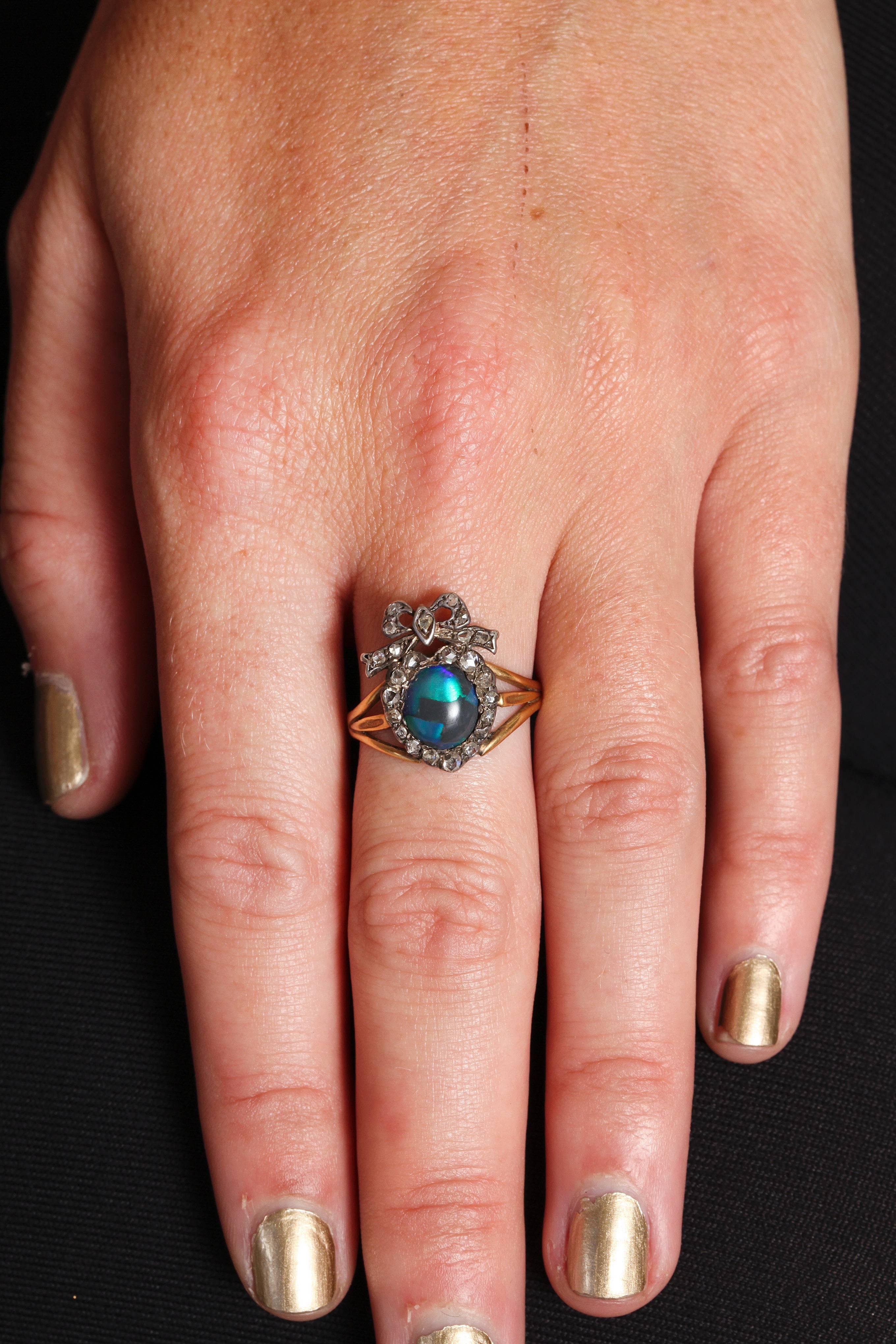 Antique Victorian Sumptuous Black Opal Ring 1