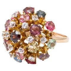 Bague Sputnik Vintage en or multi pierres