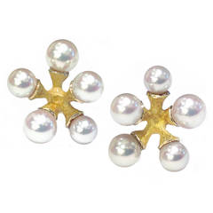 John Iversen Akoya Pearl Gold Micro Jack Stud Earrings