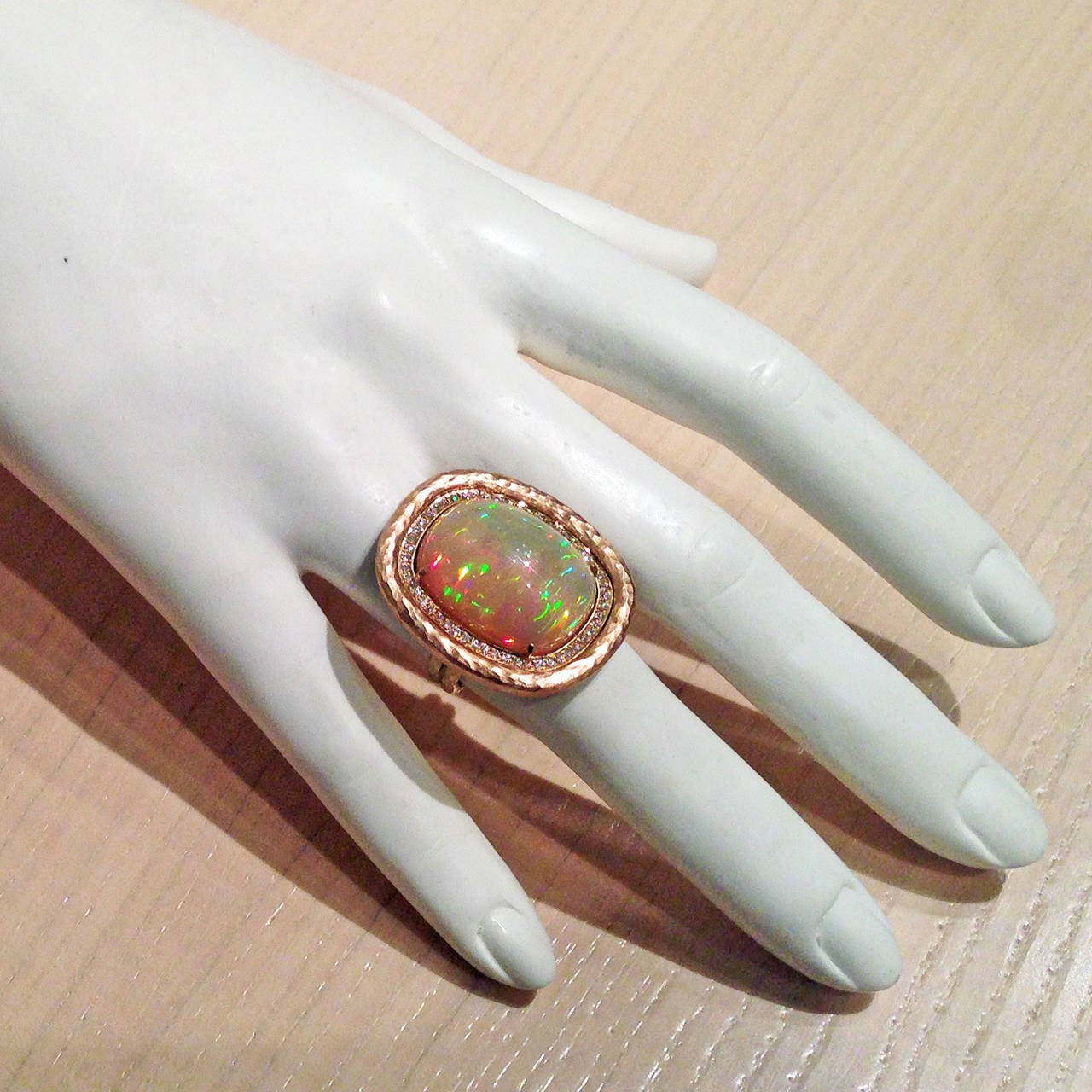 Pamela Froman 14.36 Carat Ethiopian Opal White Diamond One of a Kind Ring In New Condition In Dallas, TX